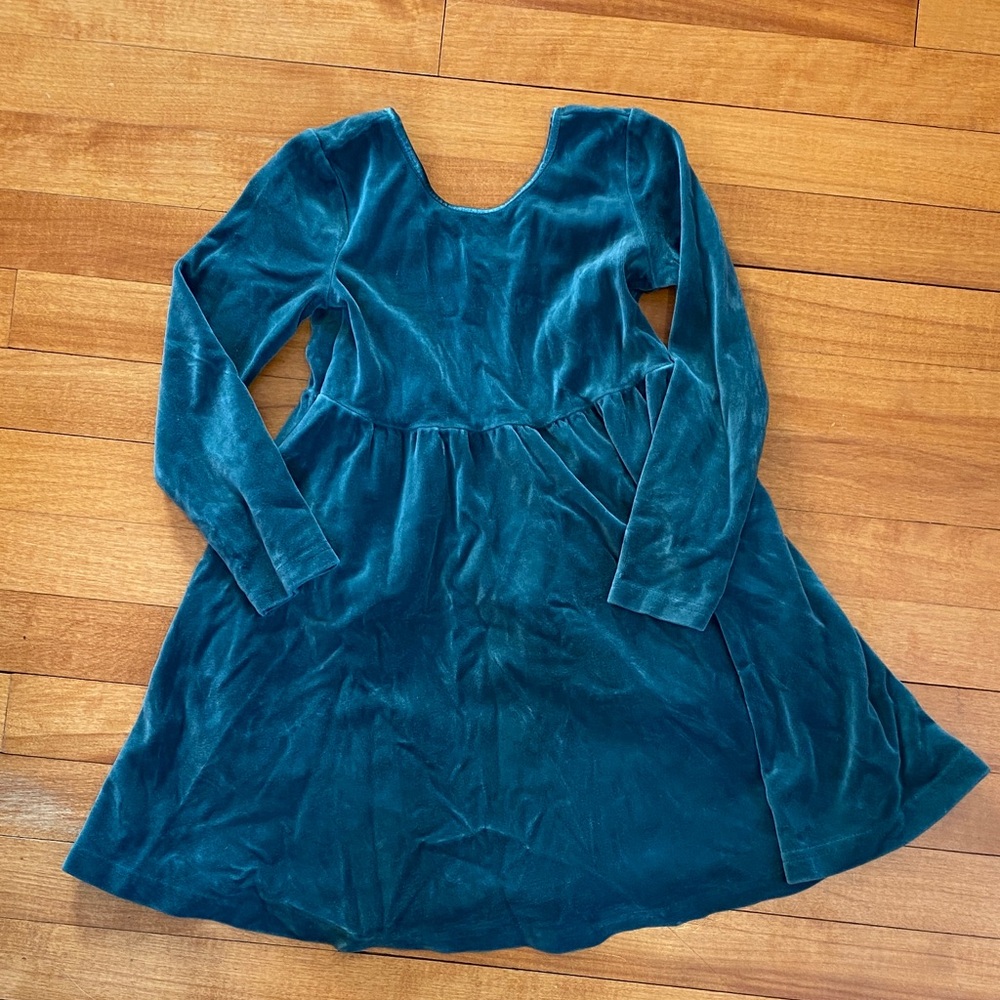 Hanna Andersson Teal Velvet Kids Dress